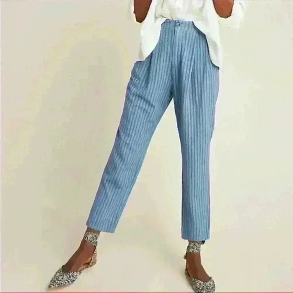 Amadi by ANTHROPOLOGY Blue Textured Pants - Picture 1 of 12